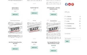 Screenshot of Easypianoscores.com sheet music shop page