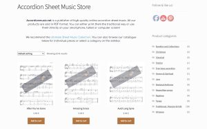 The shop page of Accordionmusic.net sheet music site